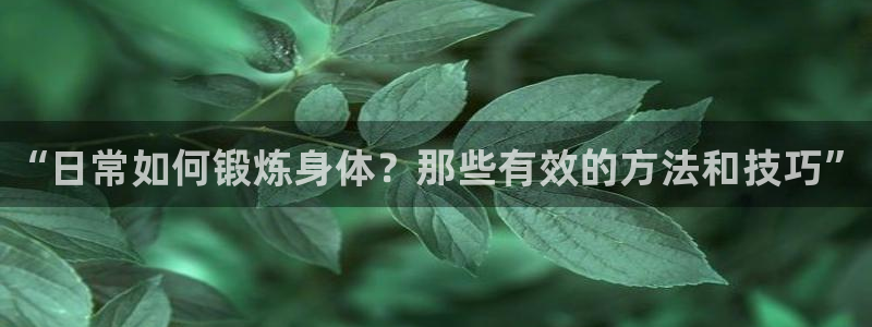 3377体育app下载安装：“日常如何锻炼身体？那些有效的方法和技巧”